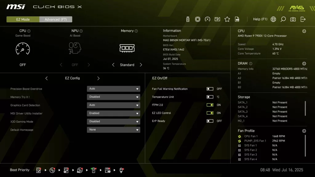 BIOS screen