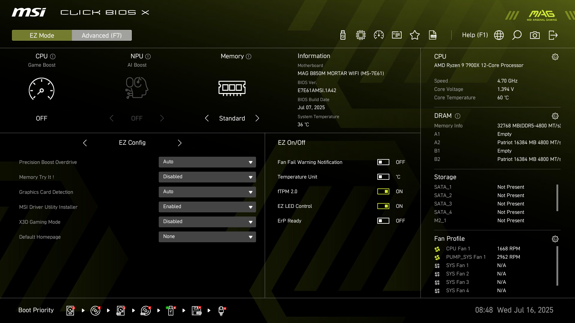 BIOS start screen
