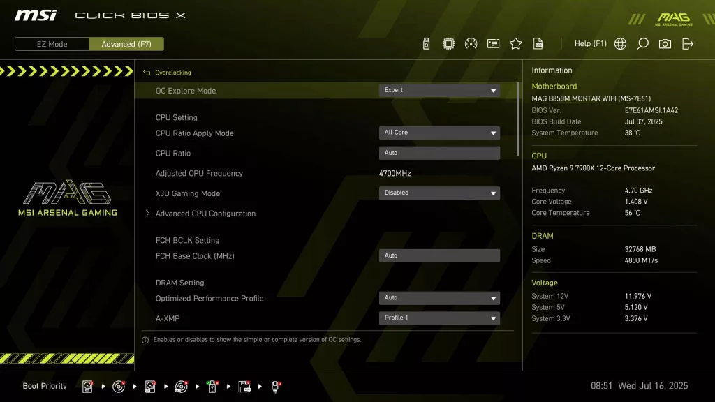 BIOS screen