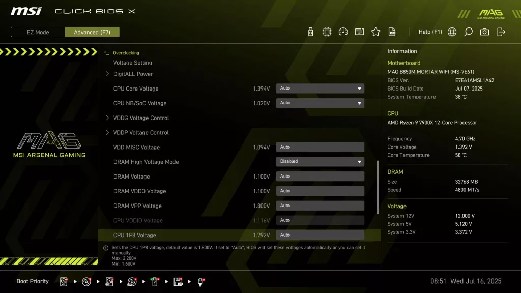 BIOS screen
