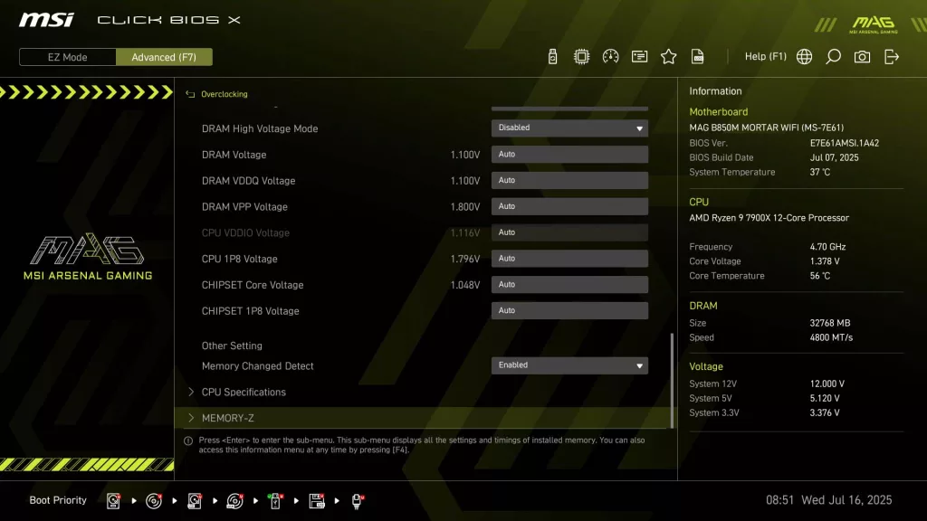 BIOS screen