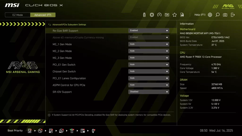 BIOS screen