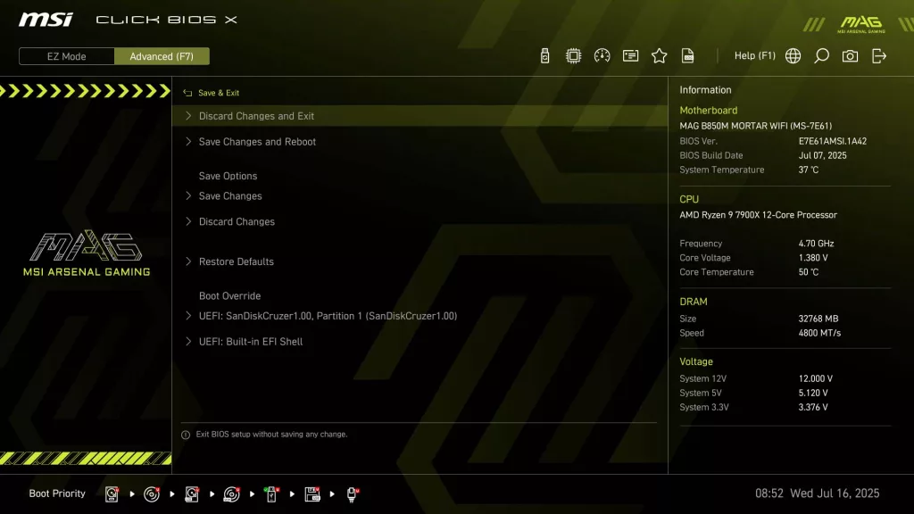 BIOS screen