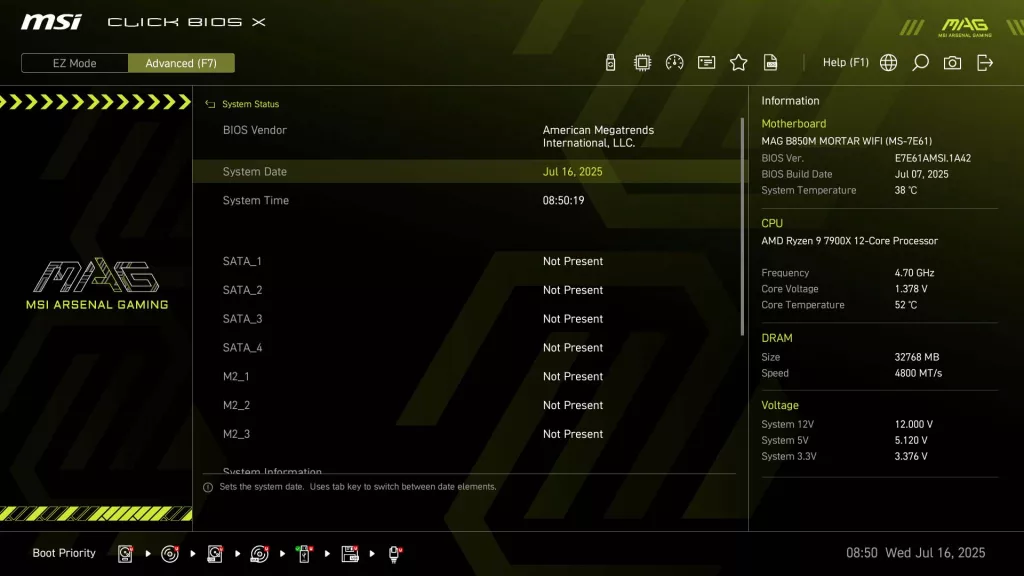BIOS screen