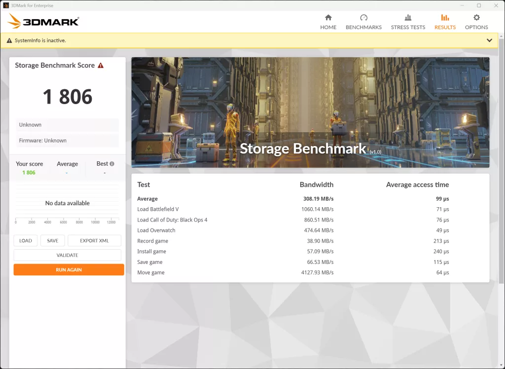 3DMark Storage Benchmark Screenshot