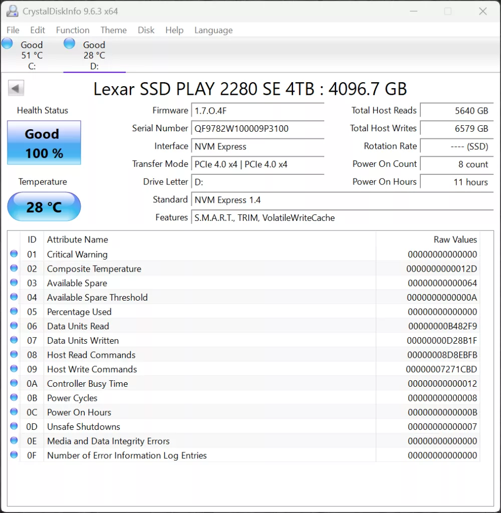 CrystalDiskInfo Screenshot