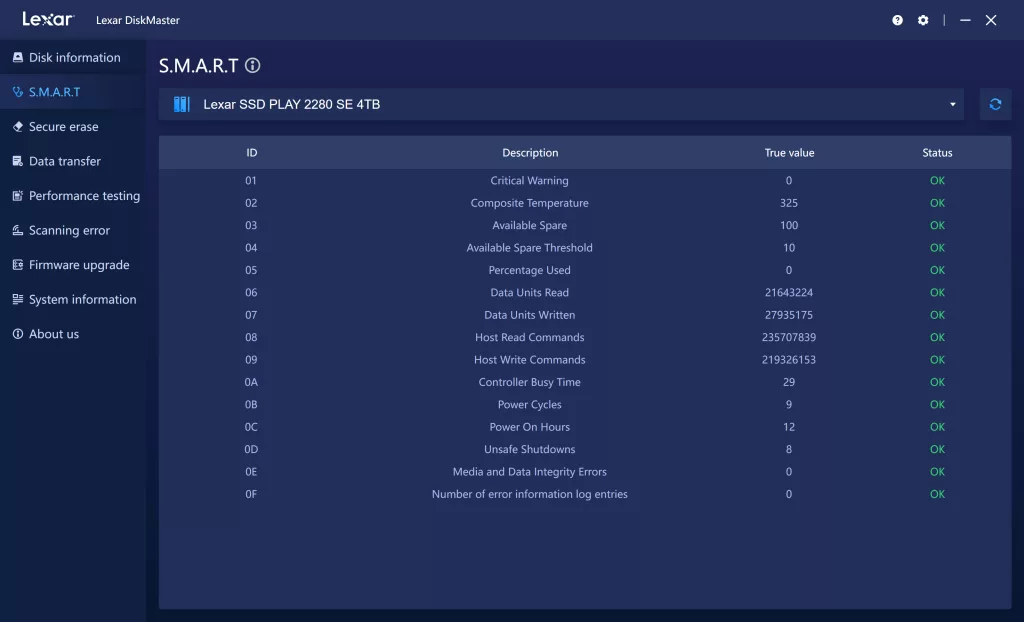 Lexar DiskMaster Screenshot