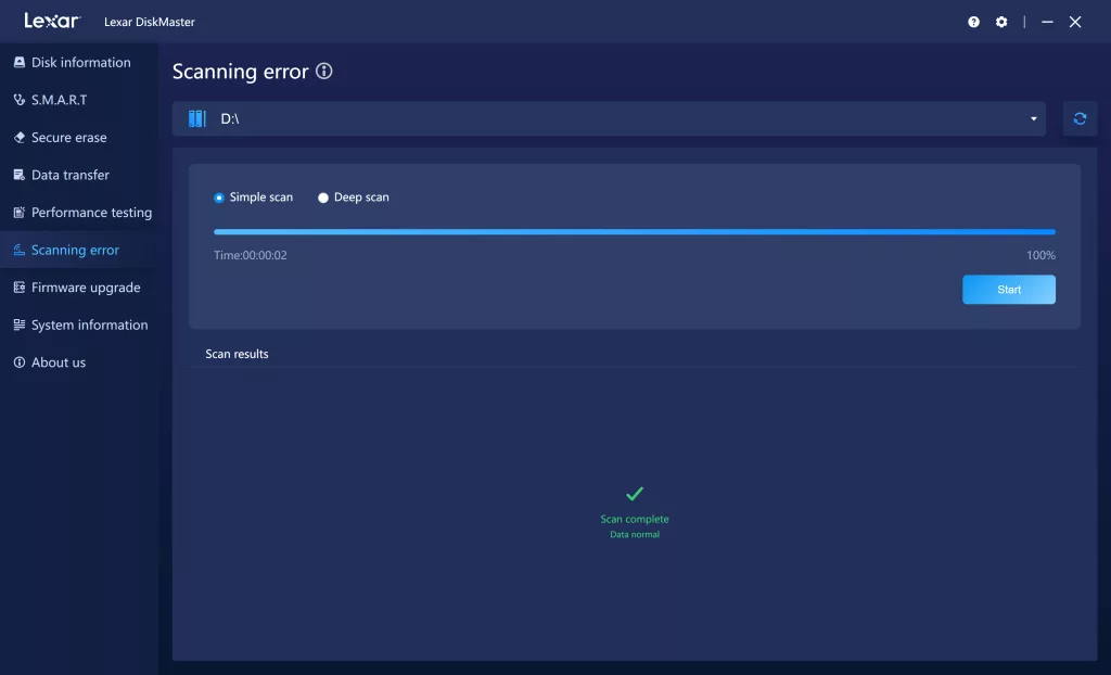 Lexar DiskMaster Screenshot