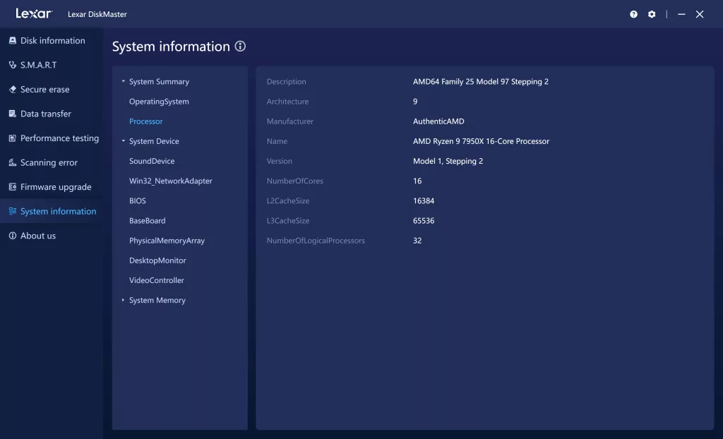 Lexar DiskMaster Screenshot
