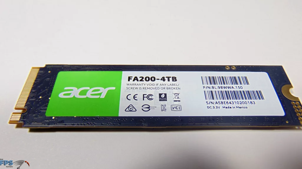 Acer FA200 4TB PCIe Gen4 M.2 NVMe SSD Bottom View