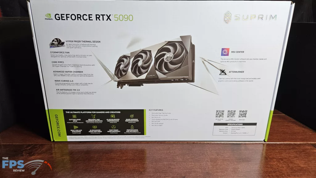 MSI GeForce RTX 5090 32G SUPRIM SOC: box back