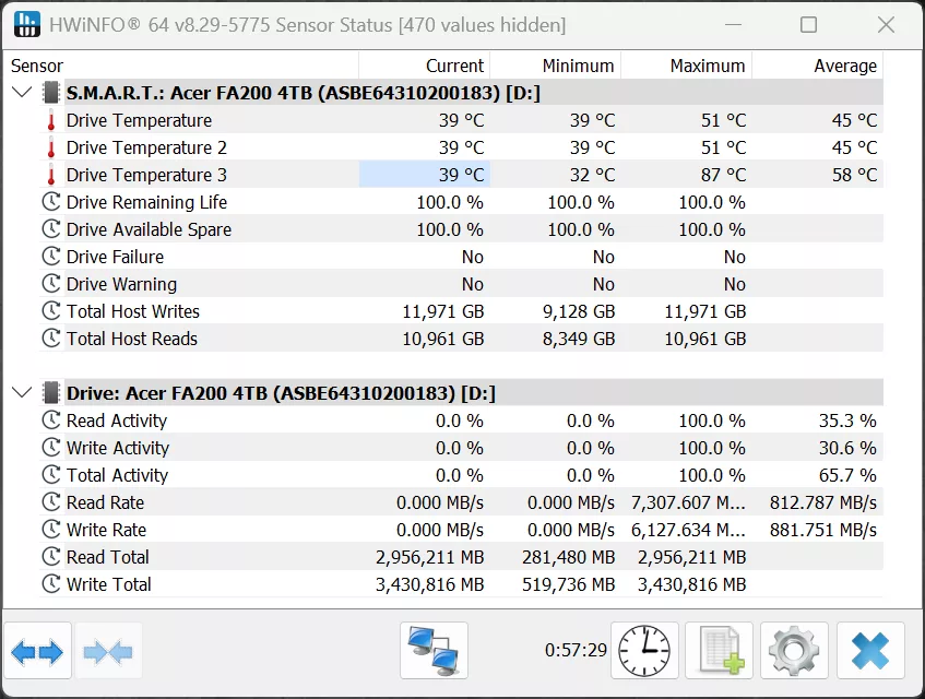 HWiNFO64 Sensors No Fan Screenshot