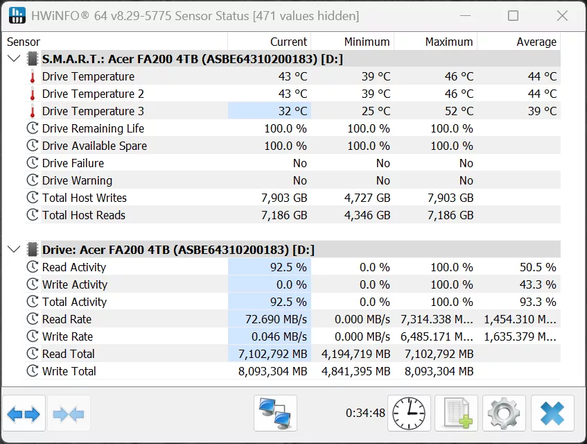 HWiNFO64 Sensors With Fan Screenshot