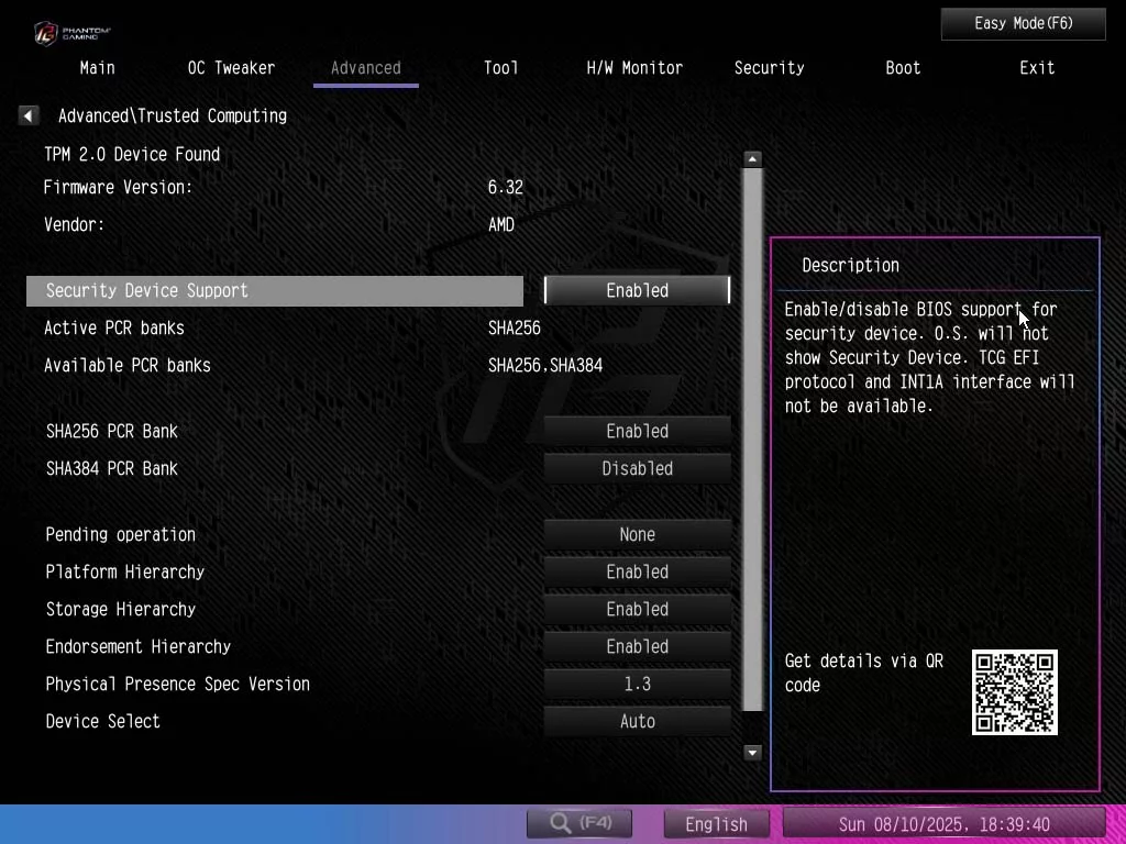 BIOS screen