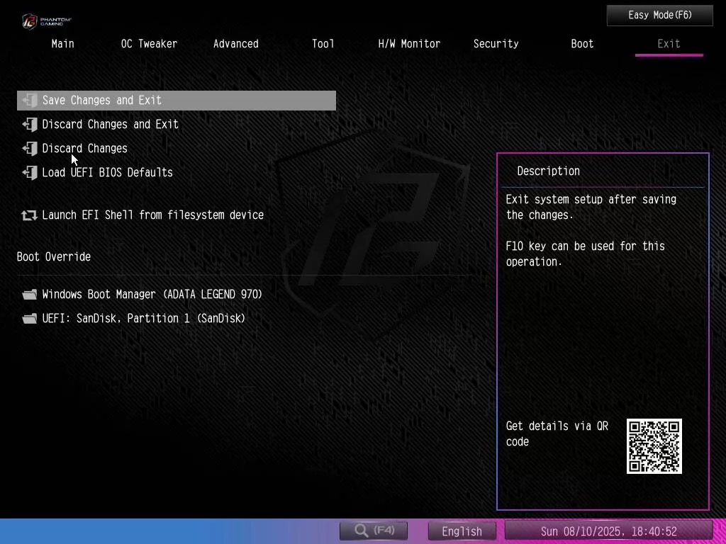 BIOS screen
