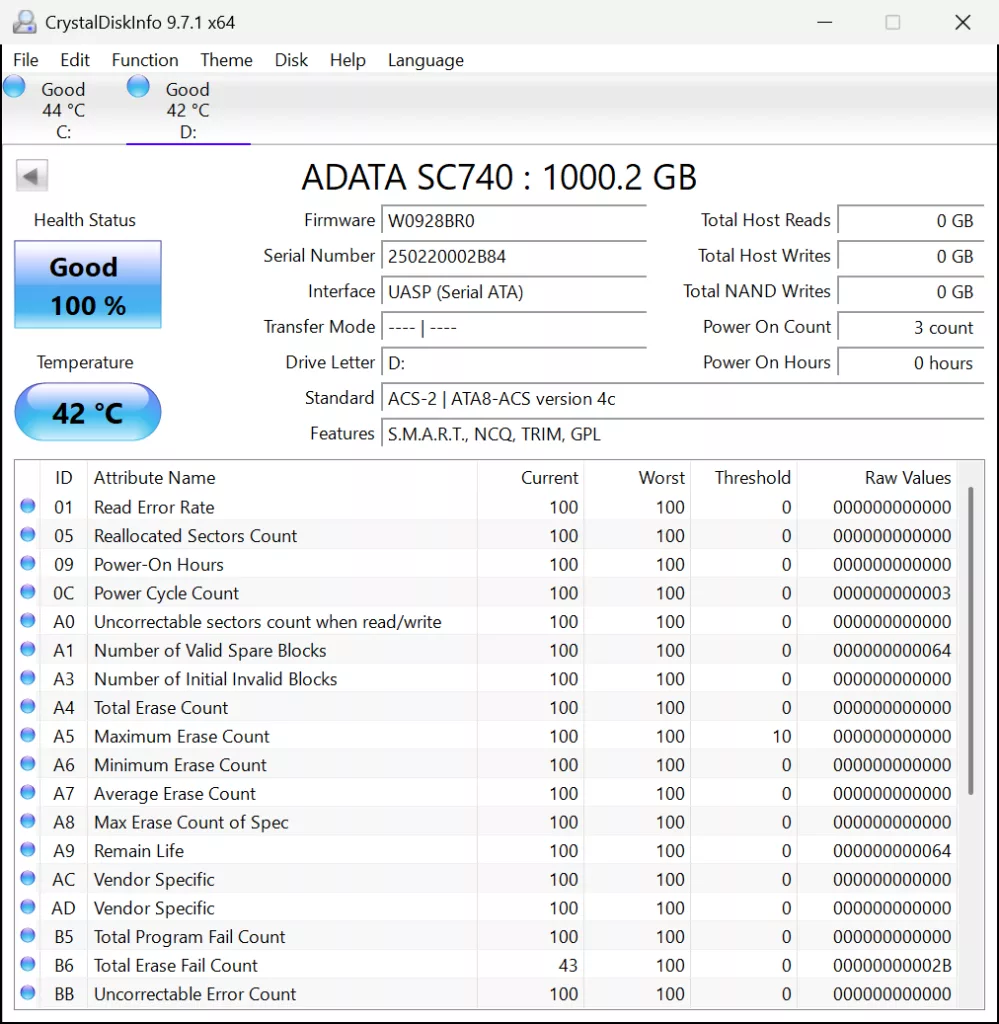 CrystalDiskInfo Screenshot