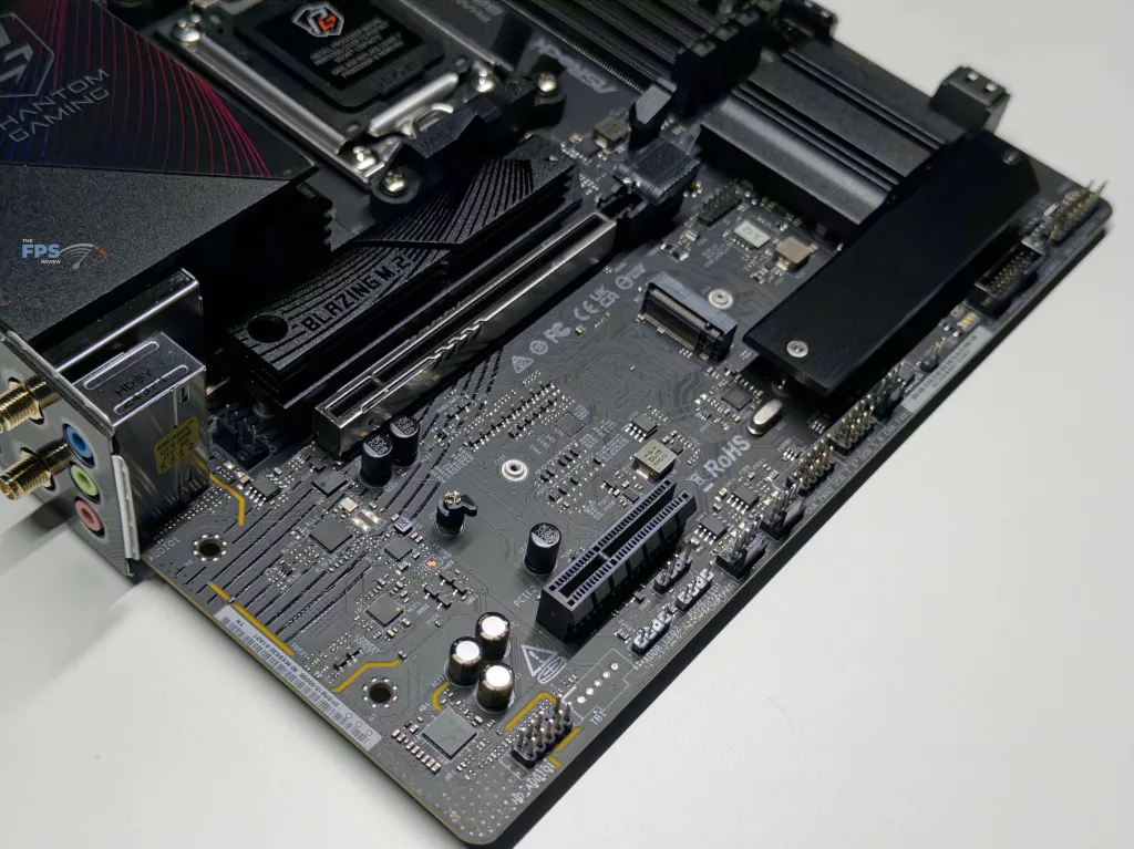 Closeup of bottom of motherboard