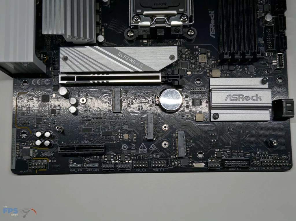Closeup of bottom of motherboard