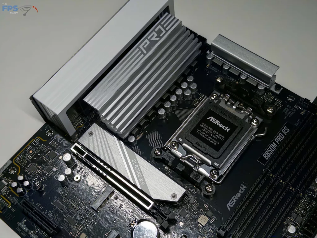 Closeup of top of motherboard