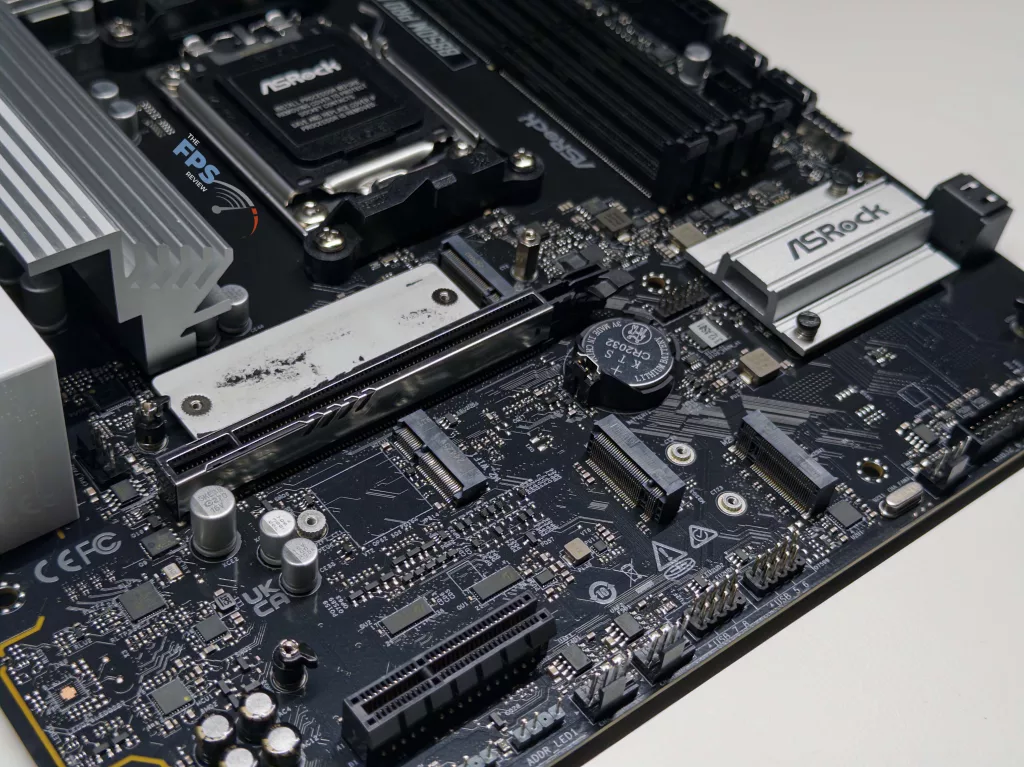 Closeup of bottom of motherboard