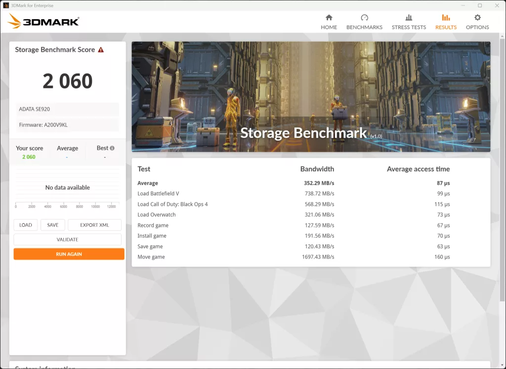 3DMark Storage Benchmark Screenshot
