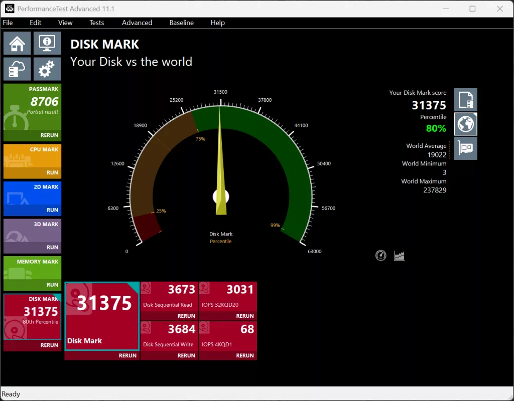 PassMark PerformanceTEST Disk Mark Screenshot