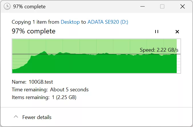File Copy 100GB File Screenshot