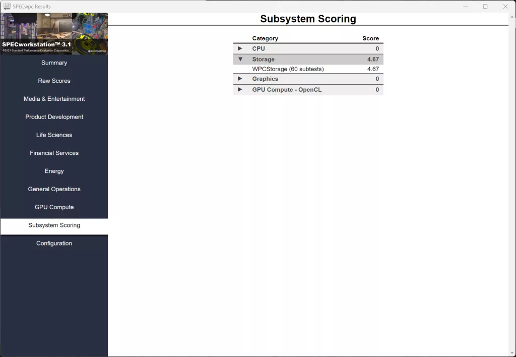 SPECworkstation 3.1 Screenshot