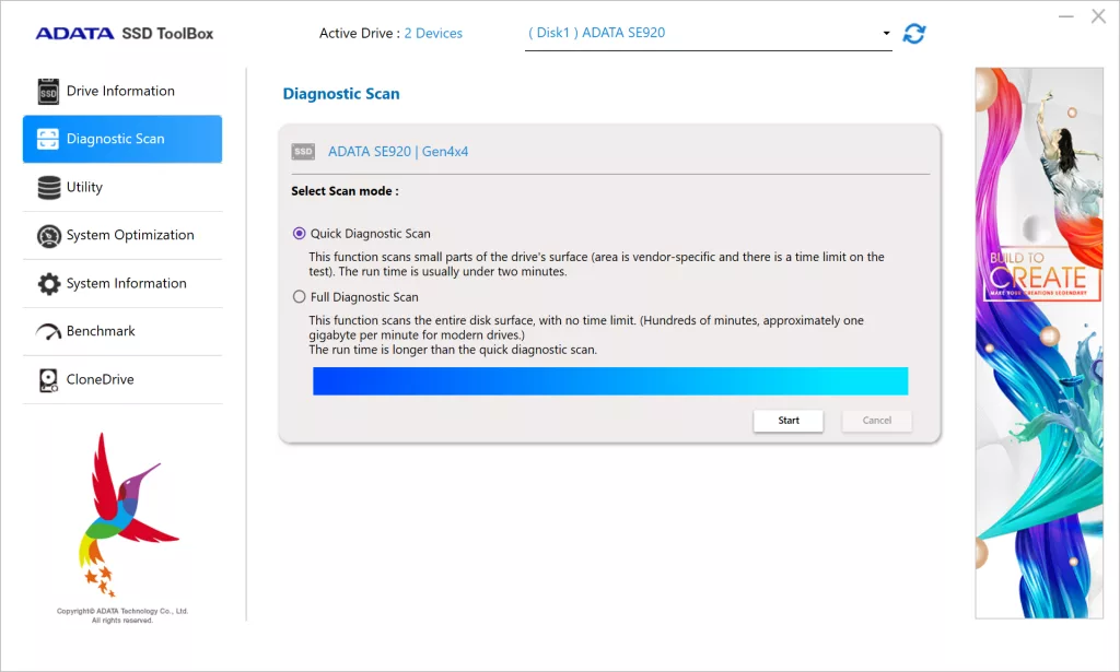 ADATA SSD ToolBox Screenshot