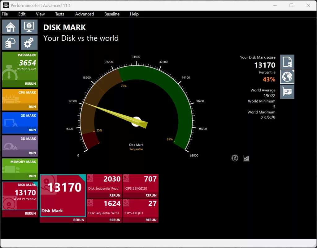 PassMark PerformanceTEST Disk Mark Screenshot