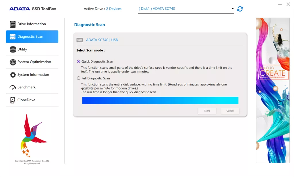 ADATA SSD ToolBox Screenshot