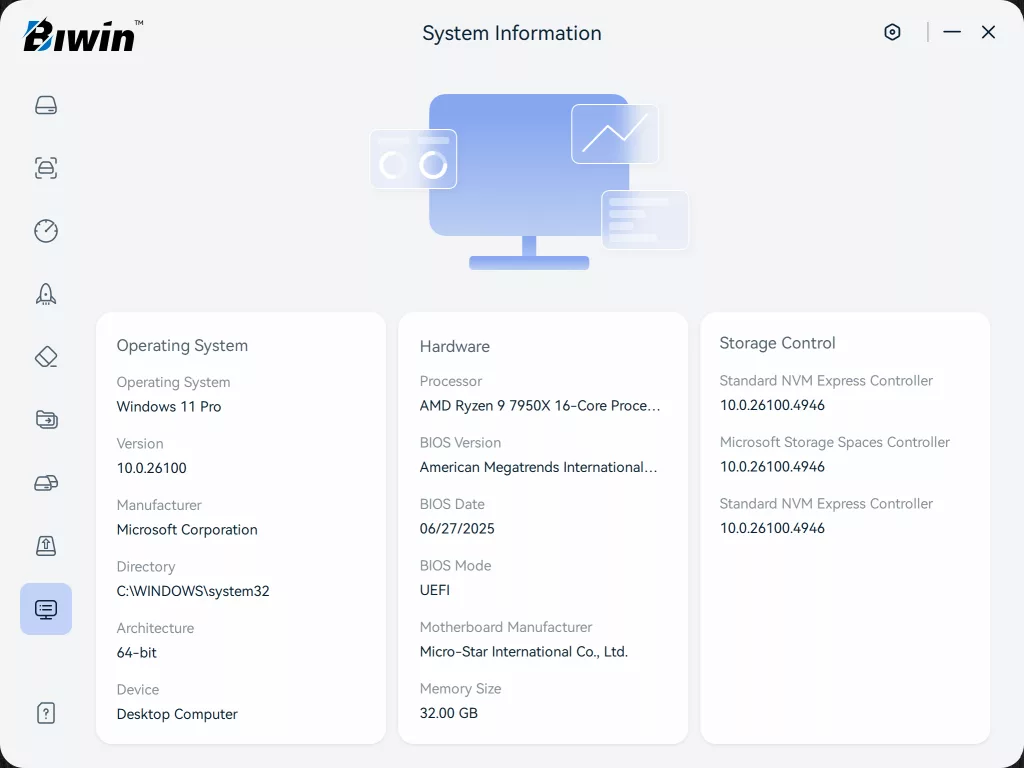 Biwin Intelligence Screenshot