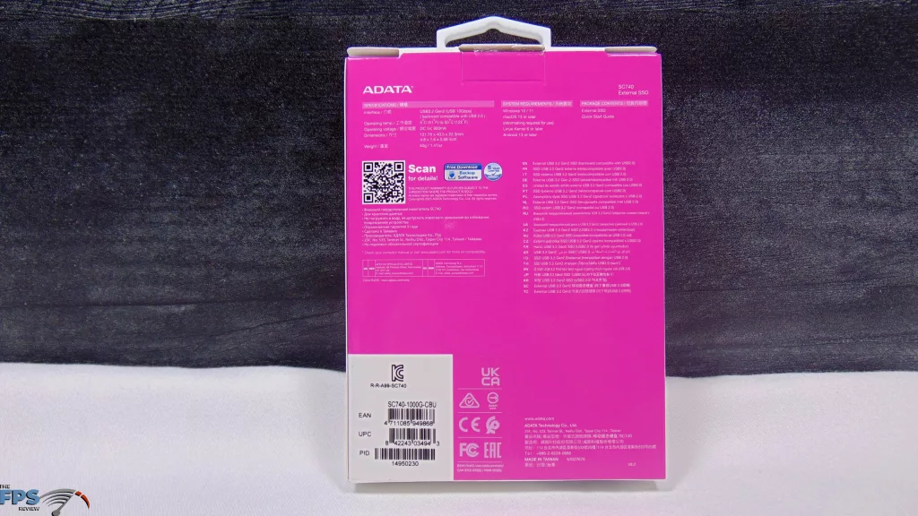 ADATA SC740 1TB External SSD Box Back
