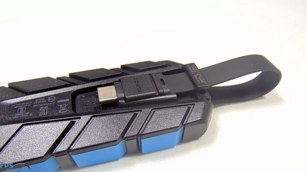 ADATA SC740 1TB External SSD Bottom View Cable Clip