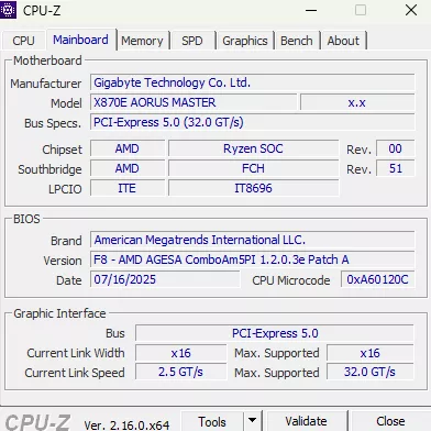GIGABYTE X870E AORUS MASTER: CPUID-2