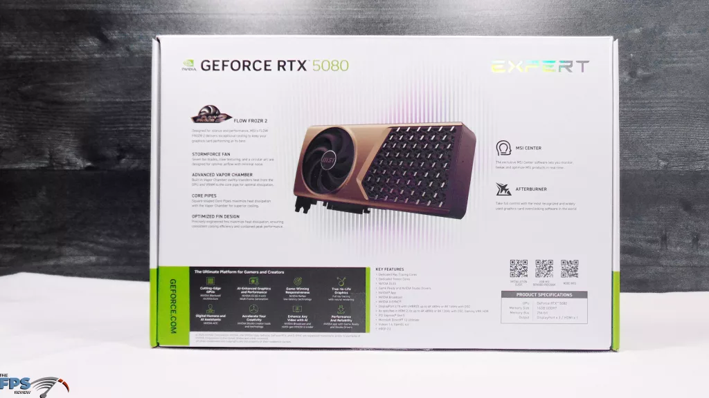 MSI GeForce RTX 5080 16G EXPERT OC Box Back
