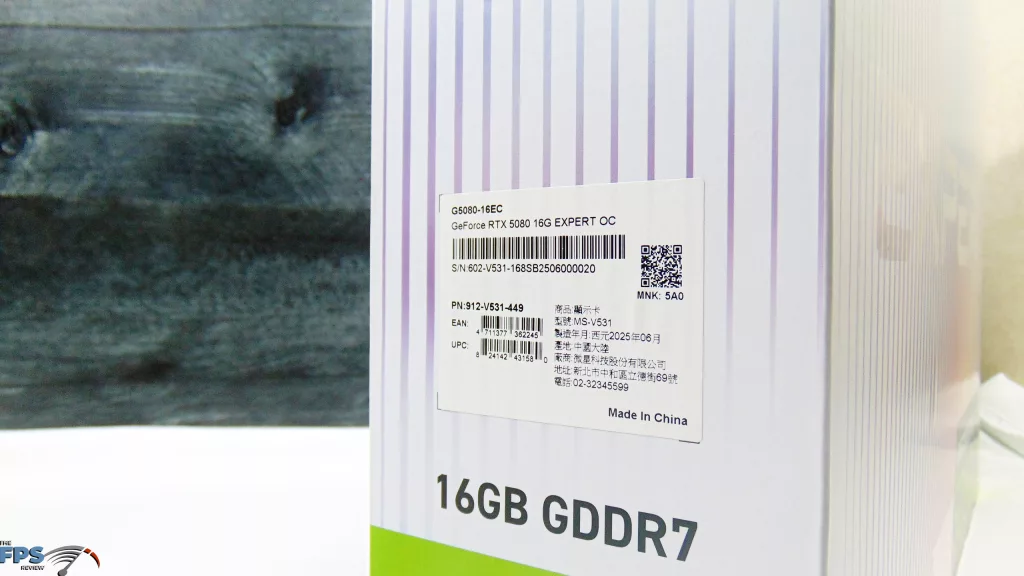 MSI GeForce RTX 5080 16G EXPERT OC Box Label