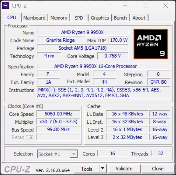 SAPPHIRE NITRO+ B850A WIFI 7 Motherboard Default DDR5 6000MT/s CPU-Z Screenshot