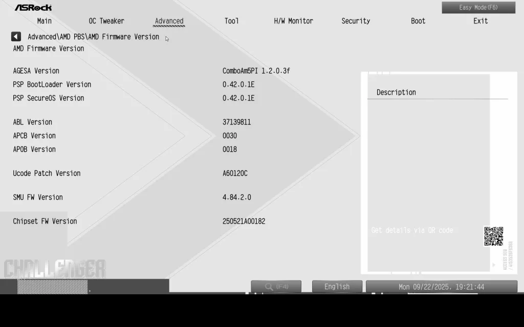 ASRock B850 CHALLENGER WiFi WHITE: BIOS