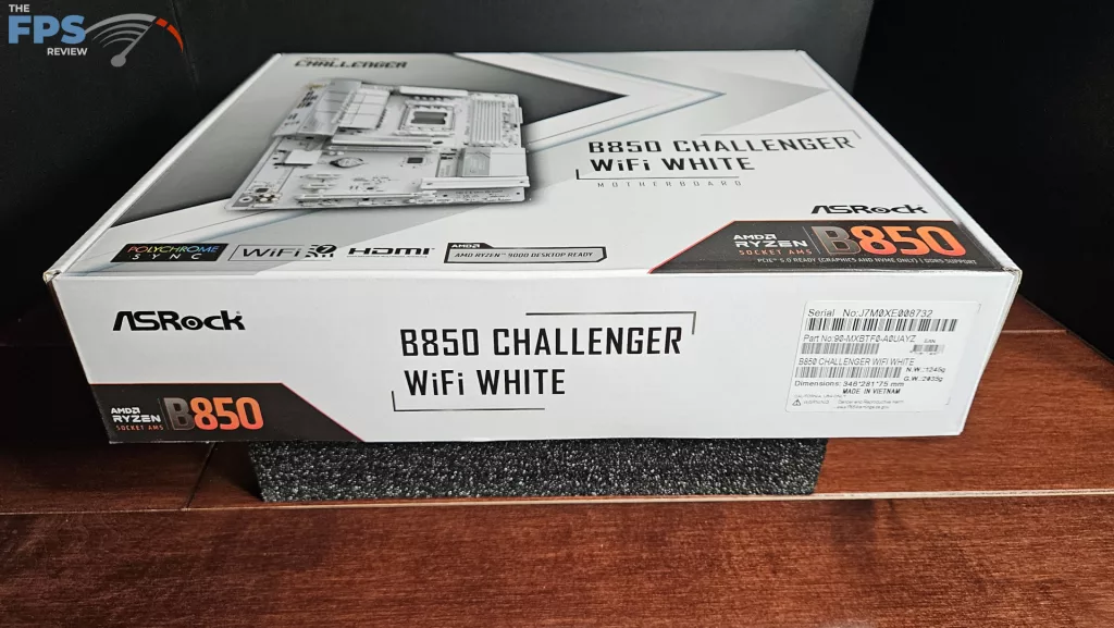ASRock B850 CHALLENGER WiFi WHITE: box label