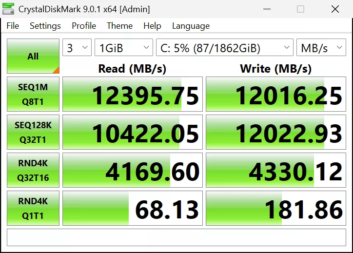 SAPPHIRE NITRO+ B850A WIFI 7 Motherboard M.2_1 CrystalDiskMark Screenshot