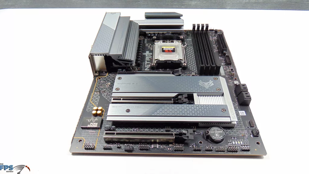 SAPPHIRE NITRO+ B850A WIFI 7 Motherboard Top View Angled