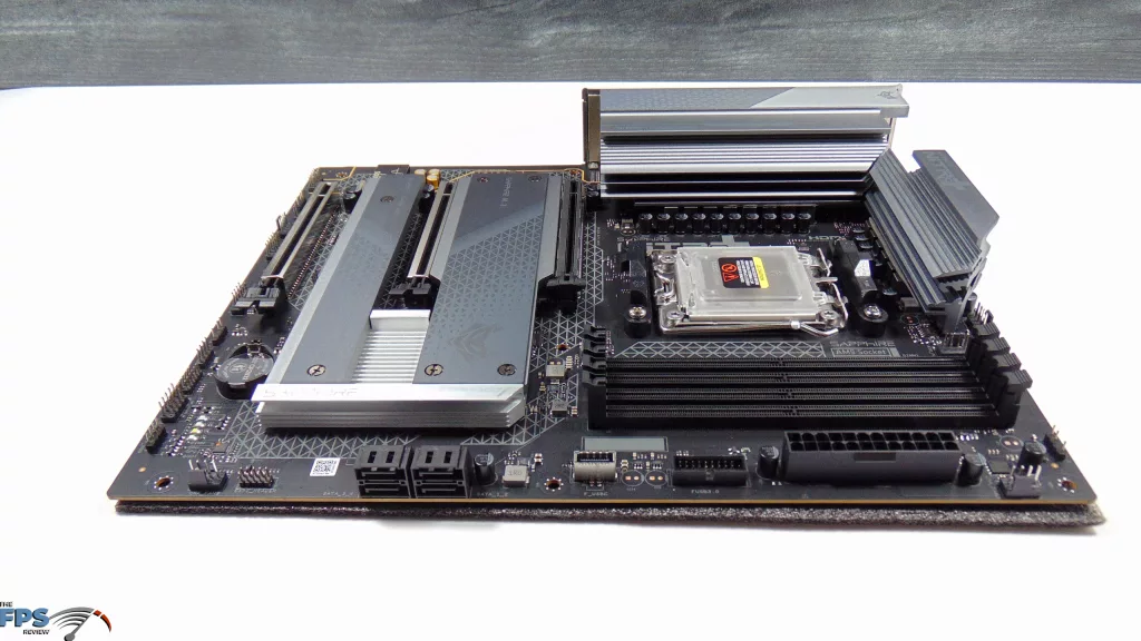 SAPPHIRE NITRO+ B850A WIFI 7 Motherboard Top View QTR Right Turn Angled