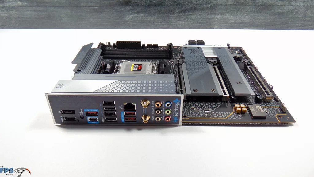 SAPPHIRE NITRO+ B850A WIFI 7 Motherboard Top View QTR Left Turn Angled