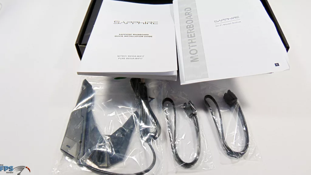SAPPHIRE NITRO+ B850A WIFI 7 Motherboard Box Contents