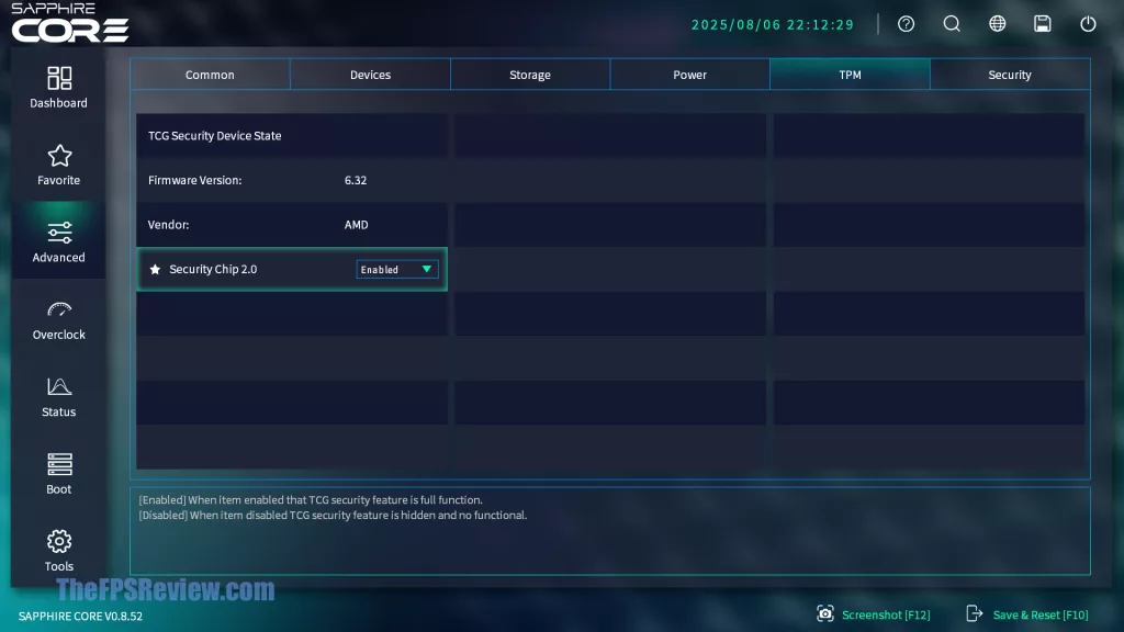 SAPPHIRE NITRO+ B850A WIFI 7 Motherboard SAPPHIRE CORE BIOS UI UEFI Screenshot