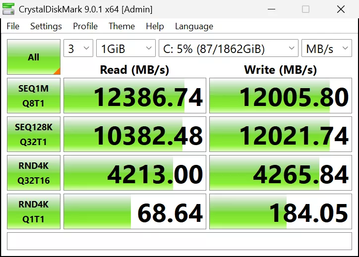 SAPPHIRE NITRO+ B850A WIFI 7 Motherboard M.2_2 CrystalDiskMark Screenshot