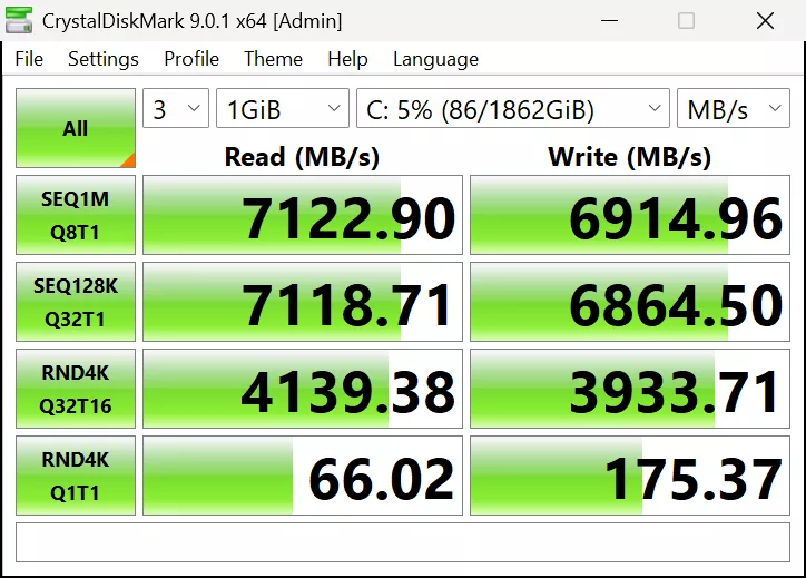 SAPPHIRE NITRO+ B850A WIFI 7 Motherboard M.2_3 CrystalDiskMark Screenshot