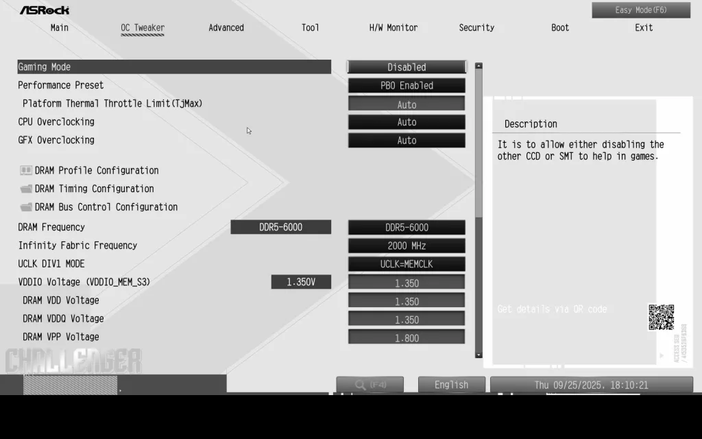 ASRock B850 CHALLENGER WiFi WHITE: BIOS