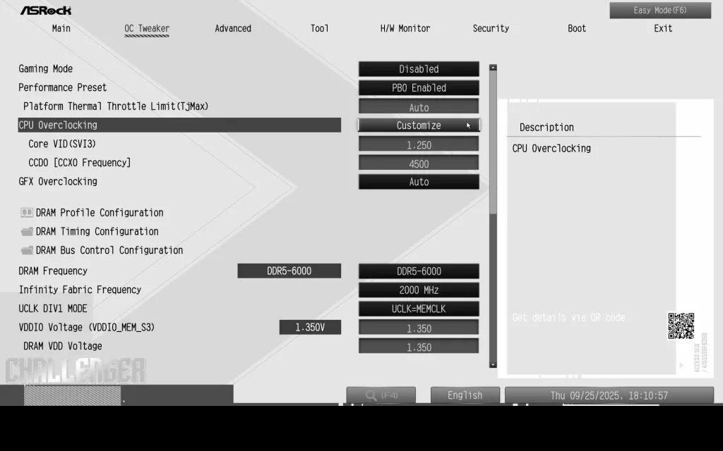 ASRock B850 CHALLENGER WiFi WHITE: BIOS